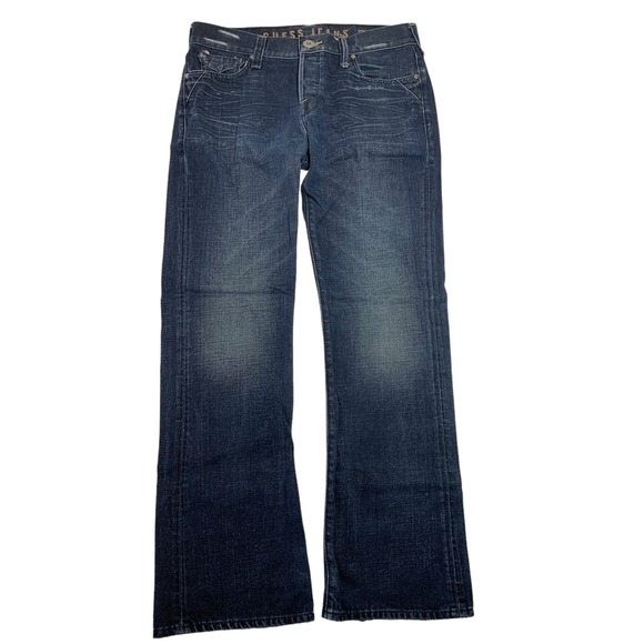 Guess Jeans Guess 34x32 Mens Falcon Boot Cut Dark Wash Jeans Denim